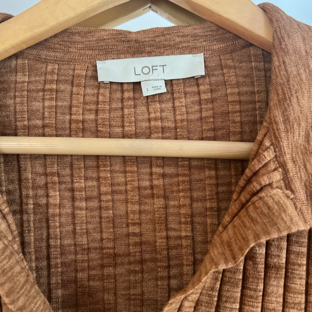 LOFT Tan Ribbed Knit Sweater